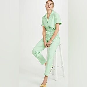 NWOT Rachel Antonoff Lime Green Cotton Draw String Jumpsuit Small